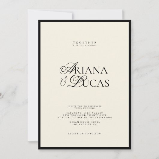 Minimalistisches, modernes Script Schwarz und Weiß Einladung (Vorderseite)