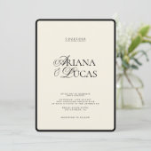 Minimalistisches, modernes Script Schwarz und Weiß Einladung (Stehend Vorderseite)