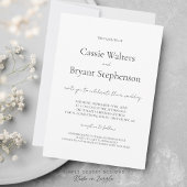 Minimalistisches, modernes Script Schwarz und Weiß Einladung