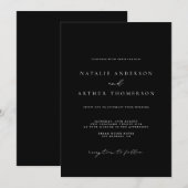 Minimalistisches, modernes Script Schwarz und Weiß Einladung (Vorne/Hinten)