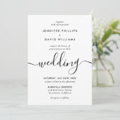 Minimalistisches, modernes Script Schwarz und Weiß Einladung (Stehend Vorderseite)