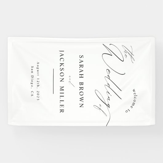 Minimalistisches, modernes Skript Einfache Hochzei Banner (Horizontal)