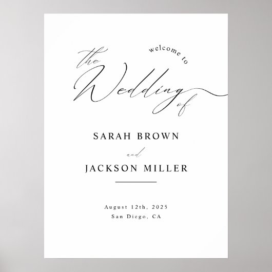 Minimalistisches, modernes Skript Einfache Hochzei Poster (Vorne)