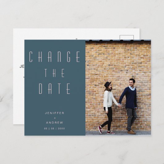 Minimalistisches modernes Skript-Foto ändert das D Postkarte (Vorne/Hinten)