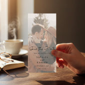 Minimalistisches modernes Skript-Lesezeichen-Foto Save The Date