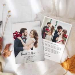 Minimalistisches modernes Skript mit Herz-Hochzeit Dankeskarte