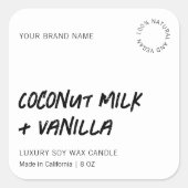 Minimalistisches, modernes Soy-Candle-Label Quadratischer Aufkleber (Vorderseite)
