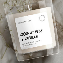 Minimalistisches, modernes Soy-Candle-Label Quadratischer Aufkleber