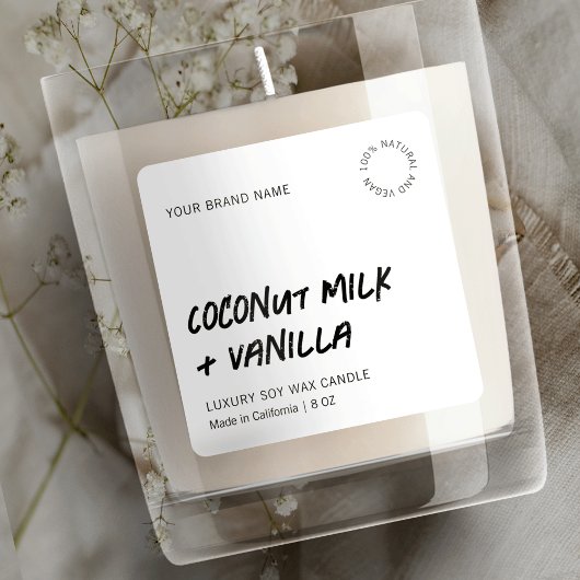 Minimalistisches, modernes Soy-Candle-Label Quadratischer Aufkleber