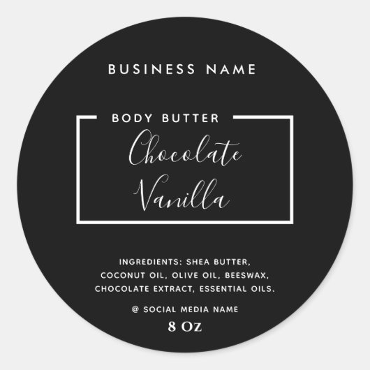 Minimalistisches, modernes Typografie-Schwarzprodu Runder Aufkleber (Vorderseite)