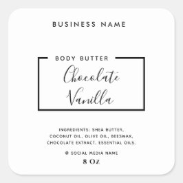 Minimalistisches modernes Typografie-Weißprodukt Quadratischer Aufkleber