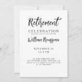 Minimalistisches modernes Typografy Retirement Par Einladung (Vorderseite)