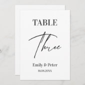 Minimalistisches modernes WEDD mit Drei-Tischnumme Dankeskarte (Vorne/Hinten)