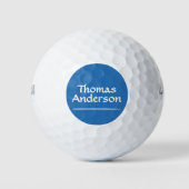 Minimalistisches modernes Weiß auf blau Golfball (Vorderseite)