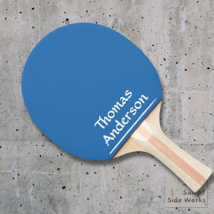Minimalistisches modernes Weiß auf blau Tischtennis Schläger