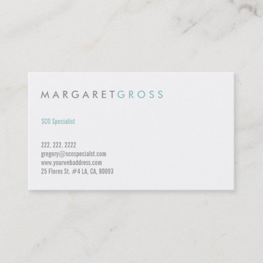 Minimalistisches, modernes Weiß und Pastellblau Visitenkarte (Vorderseite)