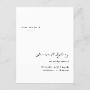 Minimalistisches, modernes White Script Save the D Postkarte