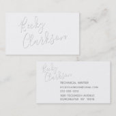 Minimalistisches, modernes White Shadow Handgeschr Visitenkarte (Vorne/Hinten)