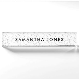 Minimalistisches, modernes White Terrazzo Namplate Namensplakette