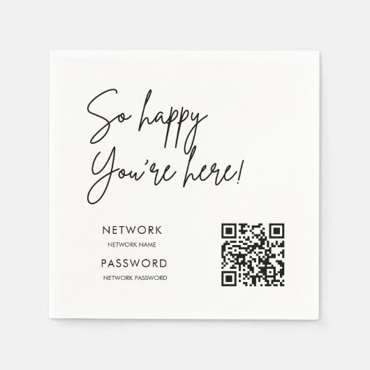 Minimalistisches, modernes WiFi-Kennwort-Hochzeits Serviette (Vorderseite)