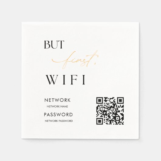 Minimalistisches, modernes WiFi-Kennwort-Hochzeits Serviette (Vorderseite)
