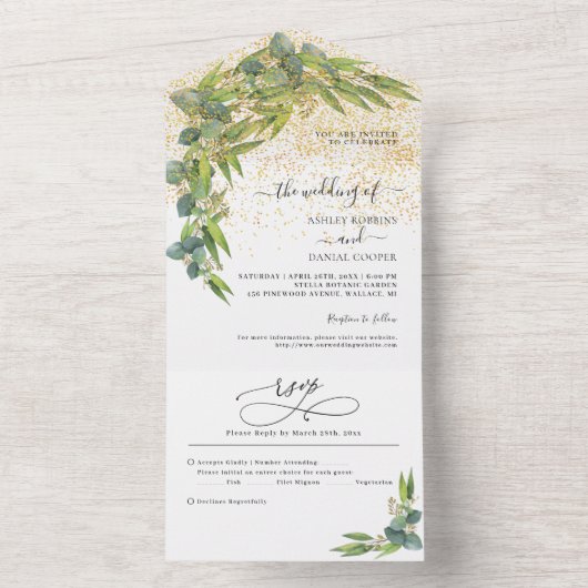 Minimalistisches Mohndelikt All In One Einladung (Innen Boden)