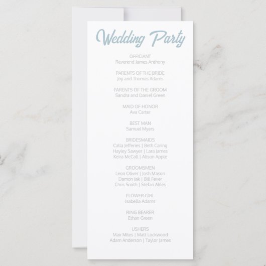 Minimalistisches Mondphasen-Hochzeitsprogramm (Rückseite)