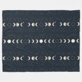Minimalistisches Mondphasenmuster mit Sternen und  Fleecedecke (Vorderseite (Horizontal))