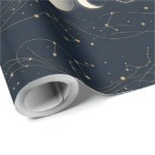 Minimalistisches Mondphasenmuster mit Sternen und Geschenkpapier (Rolleneckpunkt)