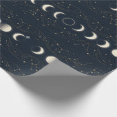 Minimalistisches Mondphasenmuster mit Sternen und Geschenkpapier (Ecke)