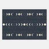 Minimalistisches Mondphasenmuster mit Sternen und  Geschenkpapier Set (Vorderseite 2)