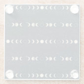 Minimalistisches Mondphasenmuster mit Sternen und Glasuntersetzer (Rückseite)
