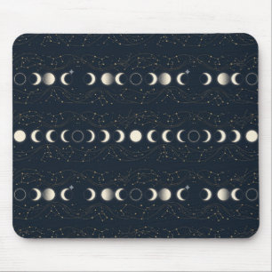 Minimalistisches Mondphasenmuster mit Sternen und Mousepad