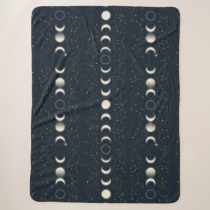 Minimalistisches Mondphasenmuster mit Sternen und  Sherpadecke