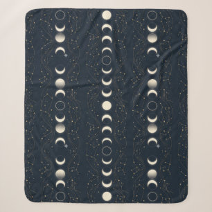 Minimalistisches Mondphasenmuster mit Sternen und  Sherpadecke