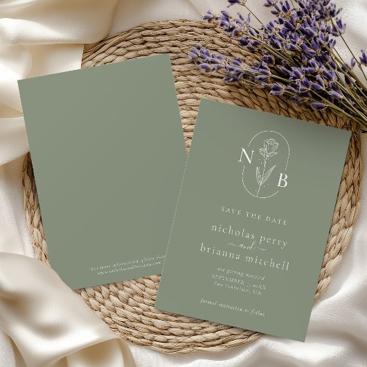 Minimalistisches Mongram für moderne Hochzeitstile Save The Date