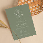 Minimalistisches Mongram für moderne Hochzeitstile Save The Date<br><div class="desc">Modernes Sage Green Wedding Monogram Minimalistisches Budget Save the Date</div>