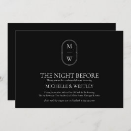 Minimalistisches Mongram Hochzeitessen Probe Einladung