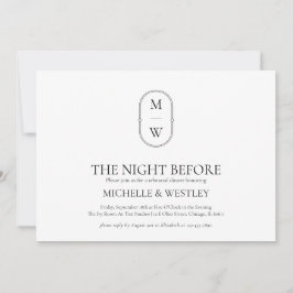 Minimalistisches Mongram Hochzeitessen Probe Einladung