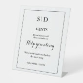 Minimalistisches Mongram Hochzeitszeichen Sockelschild (Vorderseite)