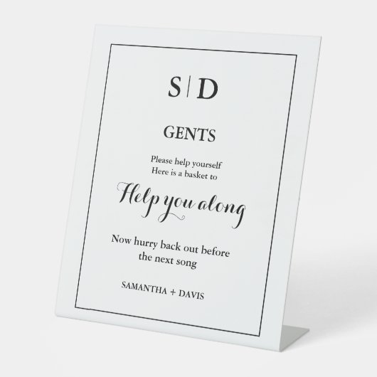 Minimalistisches Mongram Hochzeitszeichen Sockelschild (Vorderseite)