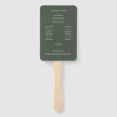 Minimalistisches Mongram Moss Green Wedding Progra Fächer (Rückseite)