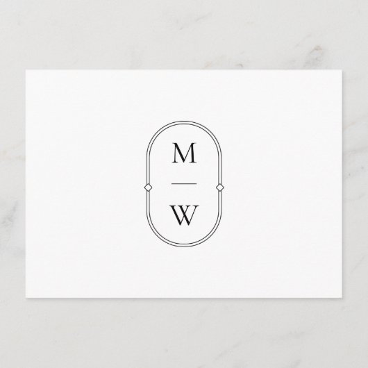 Minimalistisches Mongram Wedelzeitprogramm Begleitkarte (Rückseite)