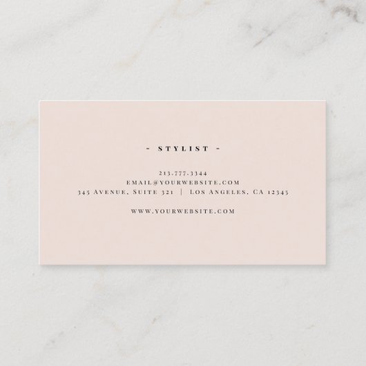 Minimalistisches Monogram Black Blush-Elegantenskr Visitenkarte (Rückseite)