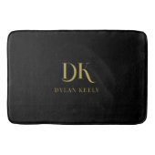 Minimalistisches Monogram Black Gold Stilvoll Badematte (Vorderseite)