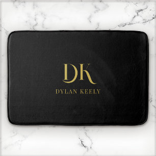 Minimalistisches Monogram Black Gold Stilvoll Badematte