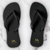Minimalistisches Monogram Black Gold Stilvoll Badesandalen
