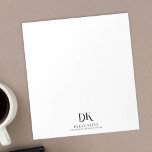 Minimalistisches Monogram Black Modernstylisch Notizblock<br><div class="desc">Das Custom Minimalistisch Elegant Monogram Black Modern Stylish Notepad Design ist eine luxuriöse und raffinierte Ergänzung zu Ihrem Arbeitsbereich.</div>