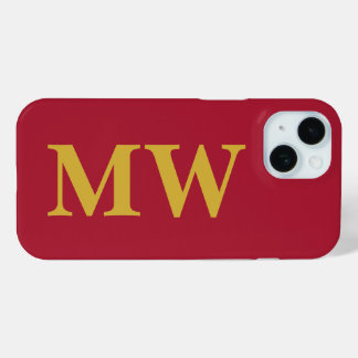 Minimalistisches Monogram Burgundy Gold Erstmodern Case-Mate iPhone Hülle
