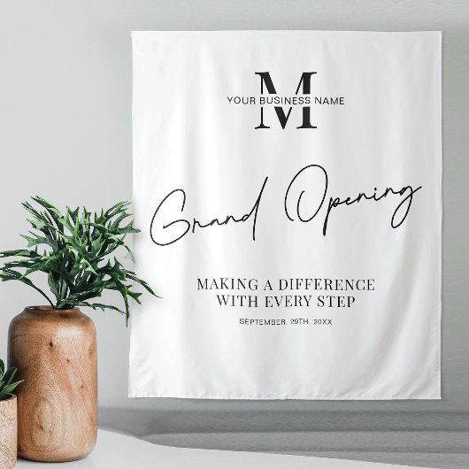 Minimalistisches Monogram Business Grand Opening-P Wandteppich